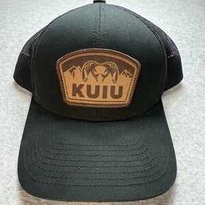 KUIU Ram Skull Leather Logo Snap Back Trucker Hat Black Hunting